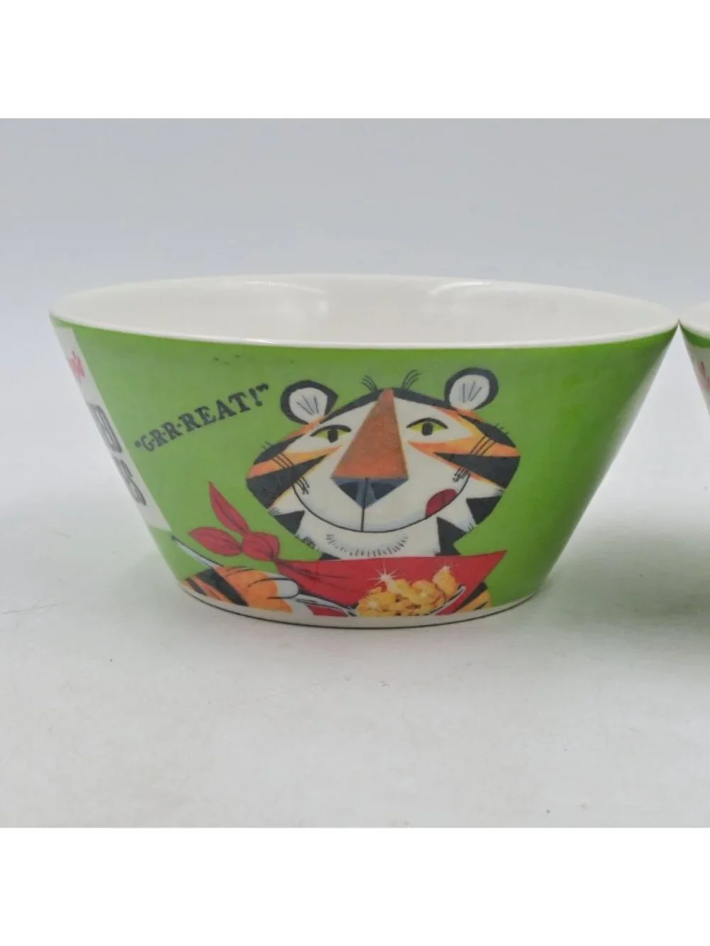 Kellogg's Frosted Flakes Tony the Tiger Green Cereal Bowls Set of 2 VTG